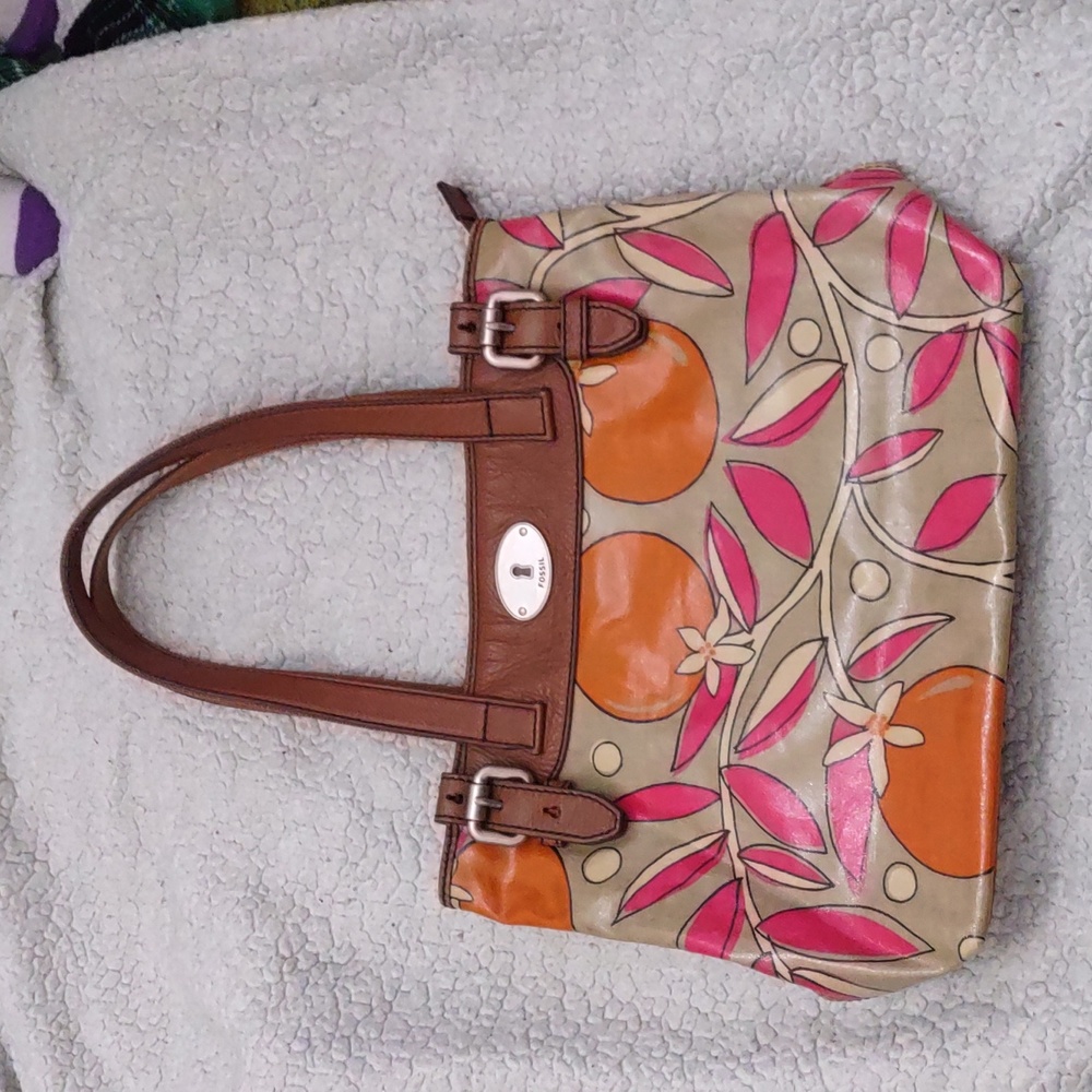 Fossil Orange Fruit Print Bag